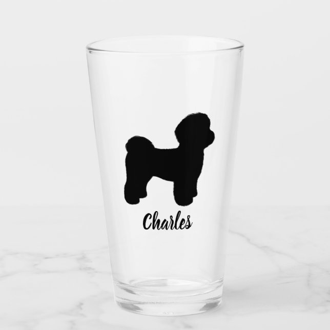 Maltesiskt Hund Silhouette Personlig Drinking Glas (Framsida)