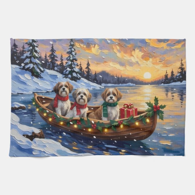 Malti Tzu Christmas Boat Holiday Kökshandduk (Horisontell)