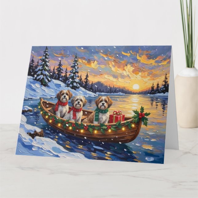 Malti Tzu Christmas Boat Holiday Kort (Framsida)