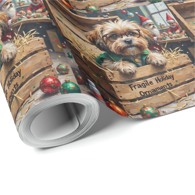 Malti Tzu Christmas Ornament Inspector Holiday Presentpapper (Rulle Hörn)