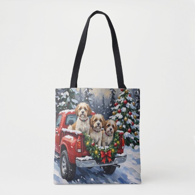 Malti-Tzu Christmas Red Truck Holiday Tygkasse (Framsida)