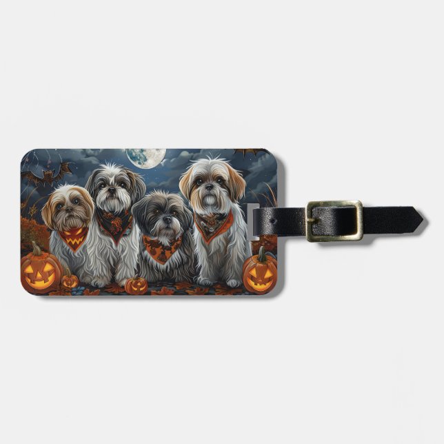 Malti Tzu Halloween Spooky Bagagebricka (Horisontell Framsida)