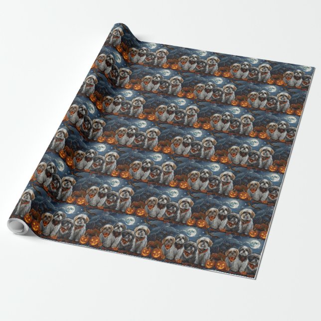Malti Tzu Halloween Spooky Presentpapper (Utrullad)
