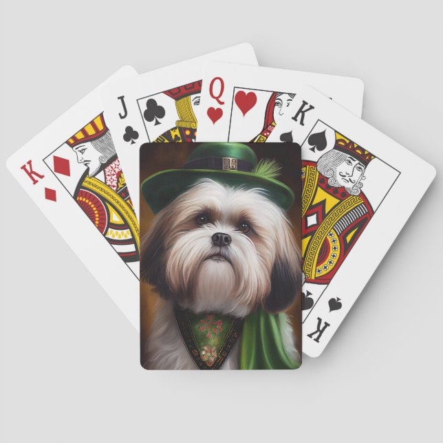 Malti Tzu Hund i St. Patrick Dress Casinokort (Baksidan)