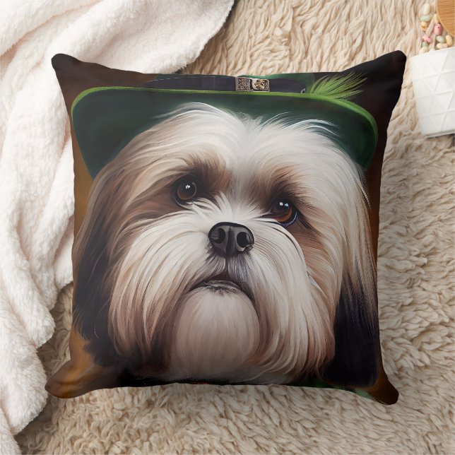 Malti Tzu Hund i St. Patrick Dress Kudde (Filt)
