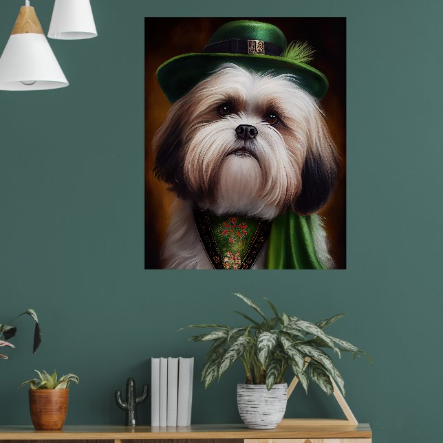 Malti Tzu Hund i St. Patrick Dress Poster (Vardagsrum 1)