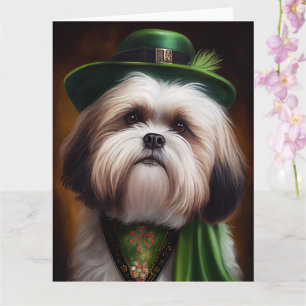 Malti Tzu Hund i St. Patrick's Day Dräkt Kort
