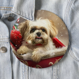 Malti Tzu Hund Jul Festlig Knapp