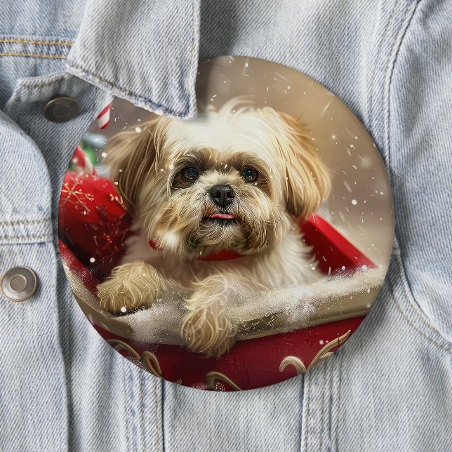 Malti Tzu Hund Jul Festlig Knapp (In Situ)