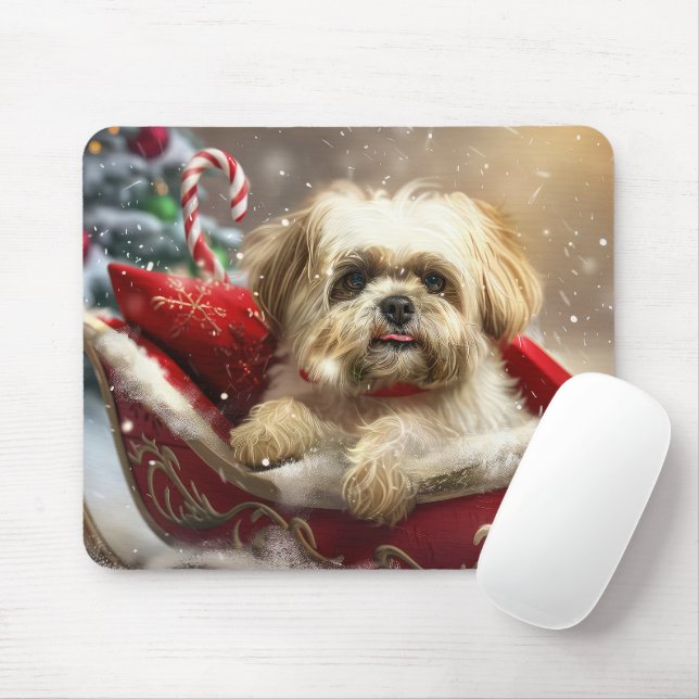 Malti Tzu Hund Jul Festlig Musmatta (Med mus)
