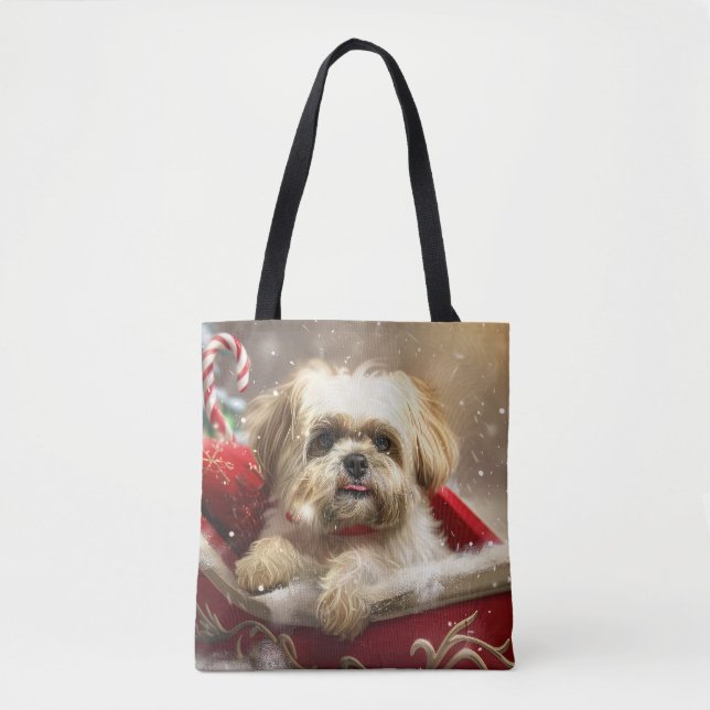 Malti Tzu Hund Jul Festlig Tygkasse (Framsida)