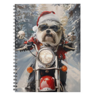 Malti Tzu Hund Riding Motorcykel jul Anteckningsbok