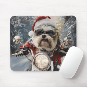 Malti Tzu Hund Riding Motorcykel jul Musmatta
