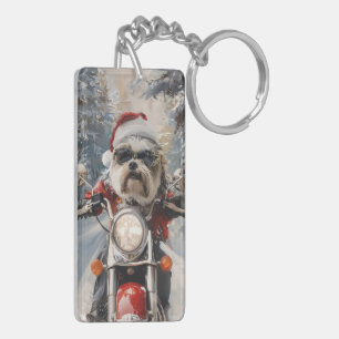 Malti Tzu Hund Ridning Motorcykel Jul