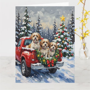 Malti-Tzu Jul Röda Lastbil Julfirande Kort
