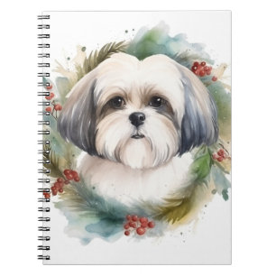 Malti Tzu Juldagen Utandning Festive Valp Anteckningsbok