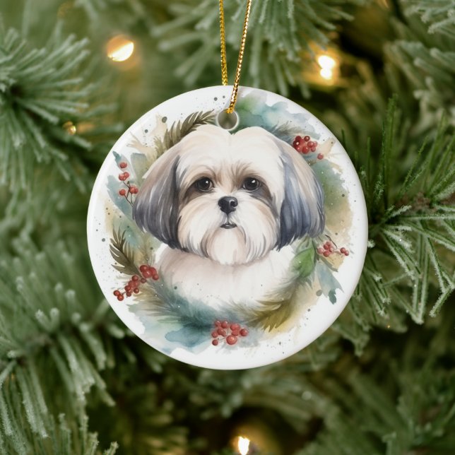 Malti Tzu julkrans Festiv valp Julgransprydnad Keramik (Träd)