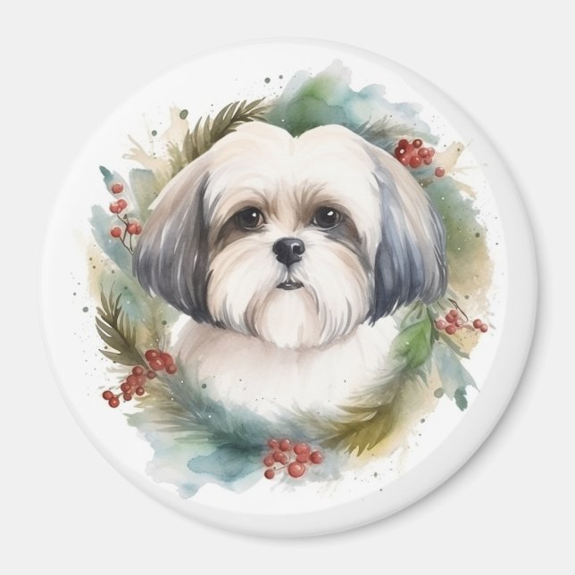 Malti Tzu julkrans Festiv valp Magnet (Framsidan)