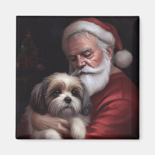 Malti Tzu med tomte festlig jul Magnet