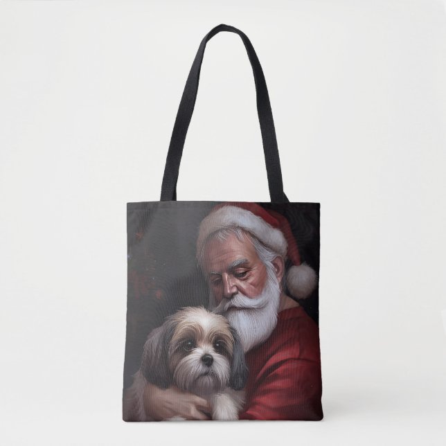 Malti Tzu med tomte festlig jul Tygkasse (Framsida)