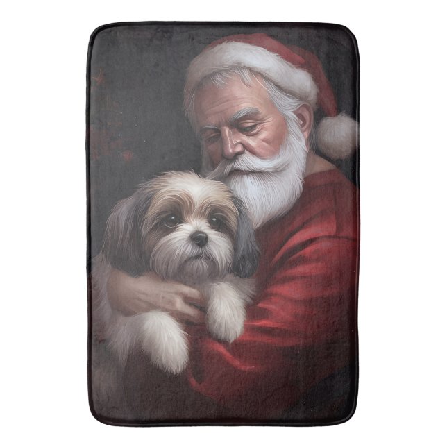 Malti Tzu med Tomte Julfirande Julen Badrumsmatta (Framsidan (Vertikal))