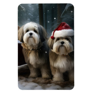 Malti tzu Snöig släde juldekoration Magnet