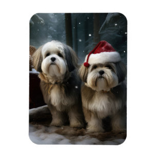 Malti tzu Snöig släde juldekoration Magnet
