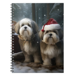 Malti tzu Snöslädj Juldekoration Anteckningsbok