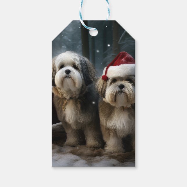 Malti tzu Snöslädjulsdekoration  Presentetikett (Framsidan)