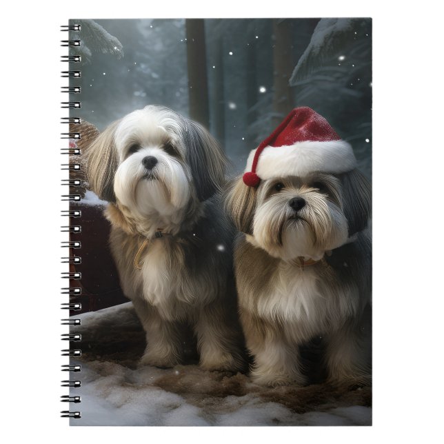 Malti tzu Snowy Sleigh-juldekretet Anteckningsbok (Framsidan)
