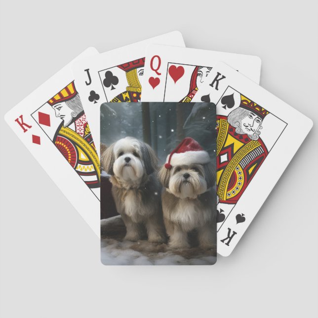 Malti tzu Snowy Sleigh-juldekretet Casinokort (Baksidan)