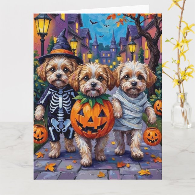 Malti Tzu Trick- or Treating in Halloween Costumes Kort (Gul blomma)