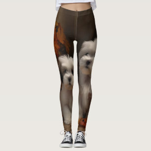 Malti tzu Valp Autumn Delight Pumpkin Leggings