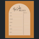 Måltidsplanering för bränd Orange - minimalt text<br><div class="desc">Minimal måltidsplanering för textskript med en lista över livsmedel där du kan notera dina köpbehov. Den minsta måltidsplaneraren levereras med ett anteckningsområde längst bak där du kan lägga till påminnelser från extra eller sak som du inte vill missa. Måltidsplanering är en bra och nyttig metod för att kartlägga måltider för...</div>