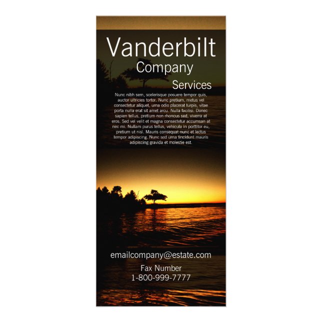 Måltidssolnedgång över rackkortet Vatten Träd Reklamkort (Framsidan)