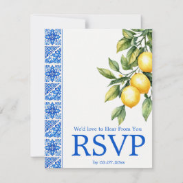 💙🍋Måltidsval + QR Azul & Limone Romance OSA Kort