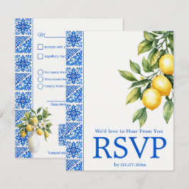 💙🍋Måltidsval + QR Azul & Limone Romance OSA Kort