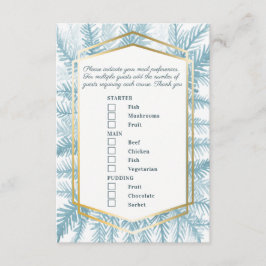 Måltidsval vinterevenemang blå gran konst tilläggskort