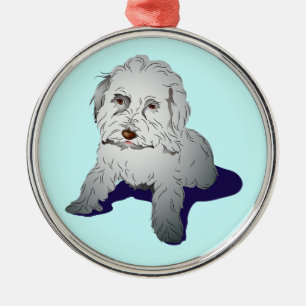 Maltipoo gullig valp julgransprydnad metall