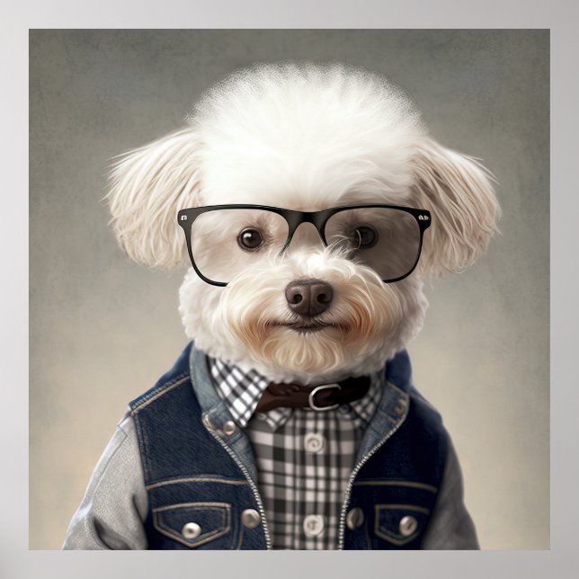 Maltipoo Hipster-Hund Poster (Framsidan)