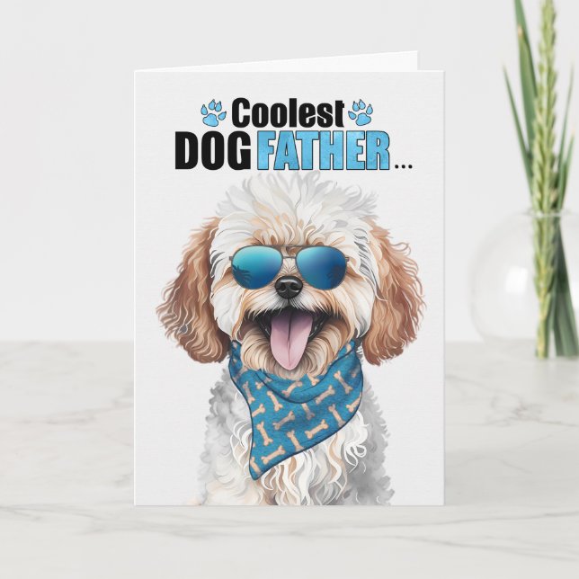 Maltipoo Hund Coolest Pappa Alltid Fars dag Helgkort (Framsida)