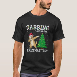 Maltipoo Hund Santa Hat Dabbing runt Christma T Shirt
