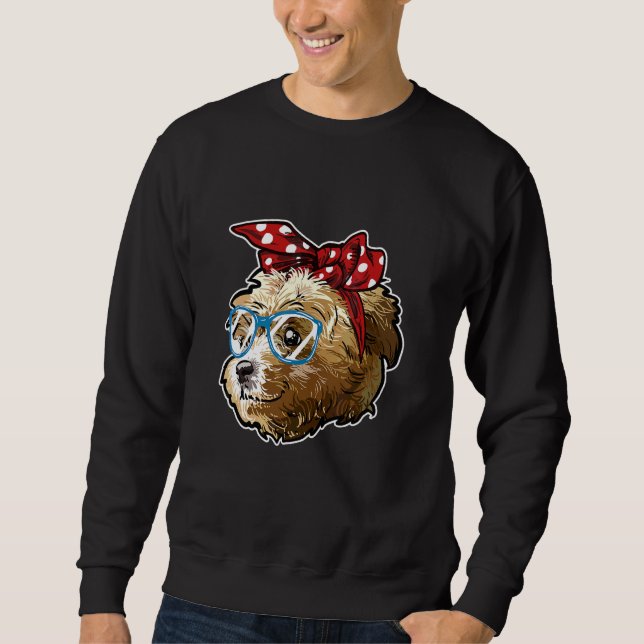 Maltipoo Hund Söt Maltipoo Hund   Lång Ärmad Tröja (Framsida)