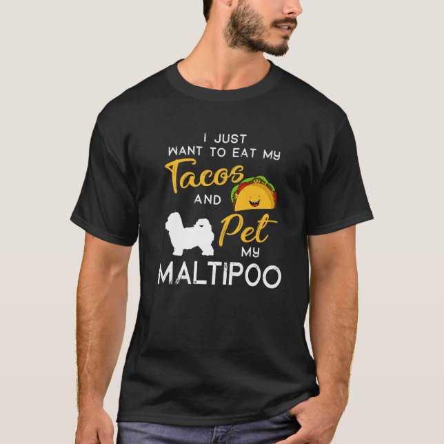 Maltipoo Hund Tacos Älskare Owner Juldagen T Shirt (Framsida)
