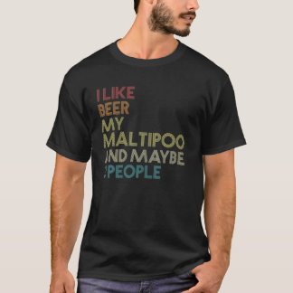 Maltipoo Hundägare Beer Älskare Quote Funny Vintag T Shirt
