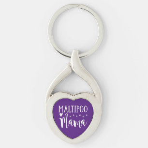 Maltipoo Mamma - Cute Hund älskare Twisted Heart Silverfärgad Nyckelring