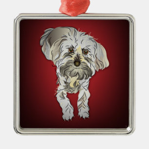 Maltipoo Puppy på Red Julgransprydnad Metall