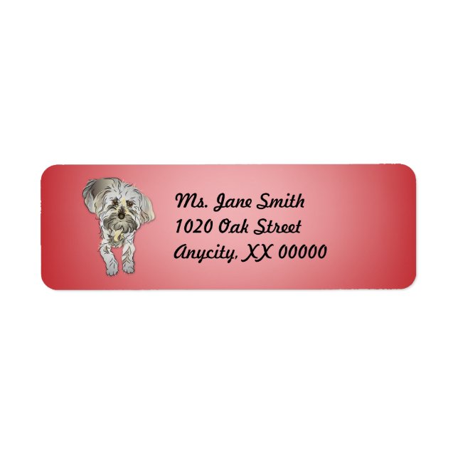Maltipoo Puppy på Rosa Returadress Etikett (Framsidan)