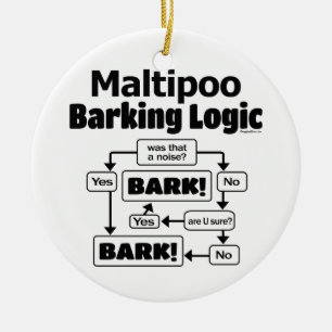 Maltipoo som skäller logik julgransprydnad keramik