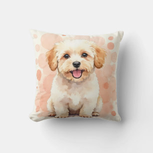 Maltipoo Vattenfärg Bubbelkluster Konst Kudde